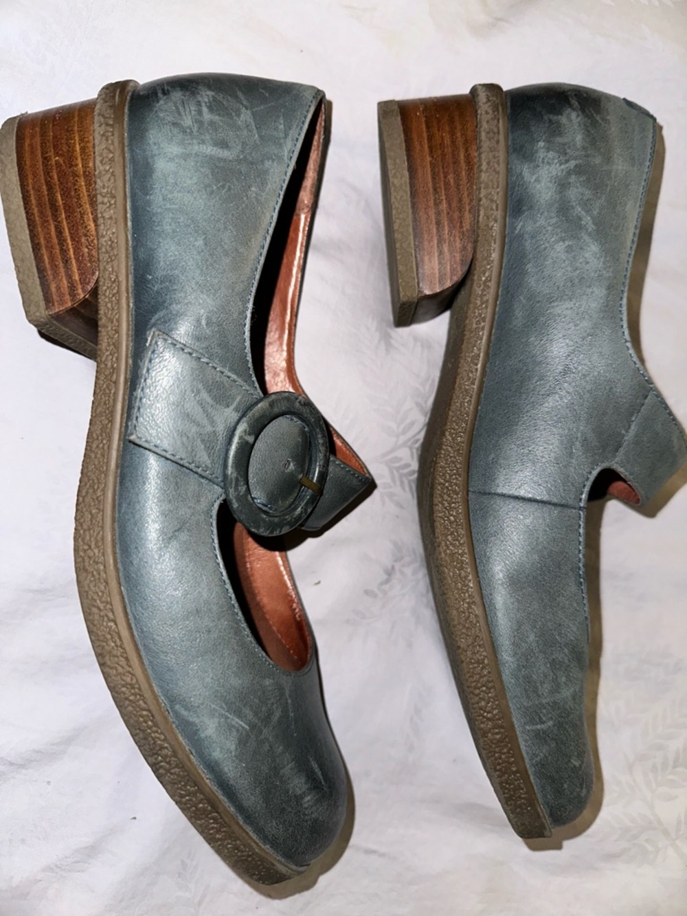 Dansko Slate Blue Mary Jane Block Heel with buckle
